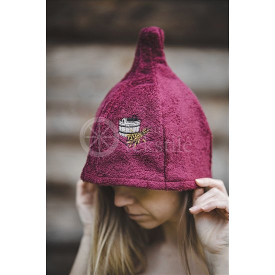 Cotton sauna hat ,,Wine red"